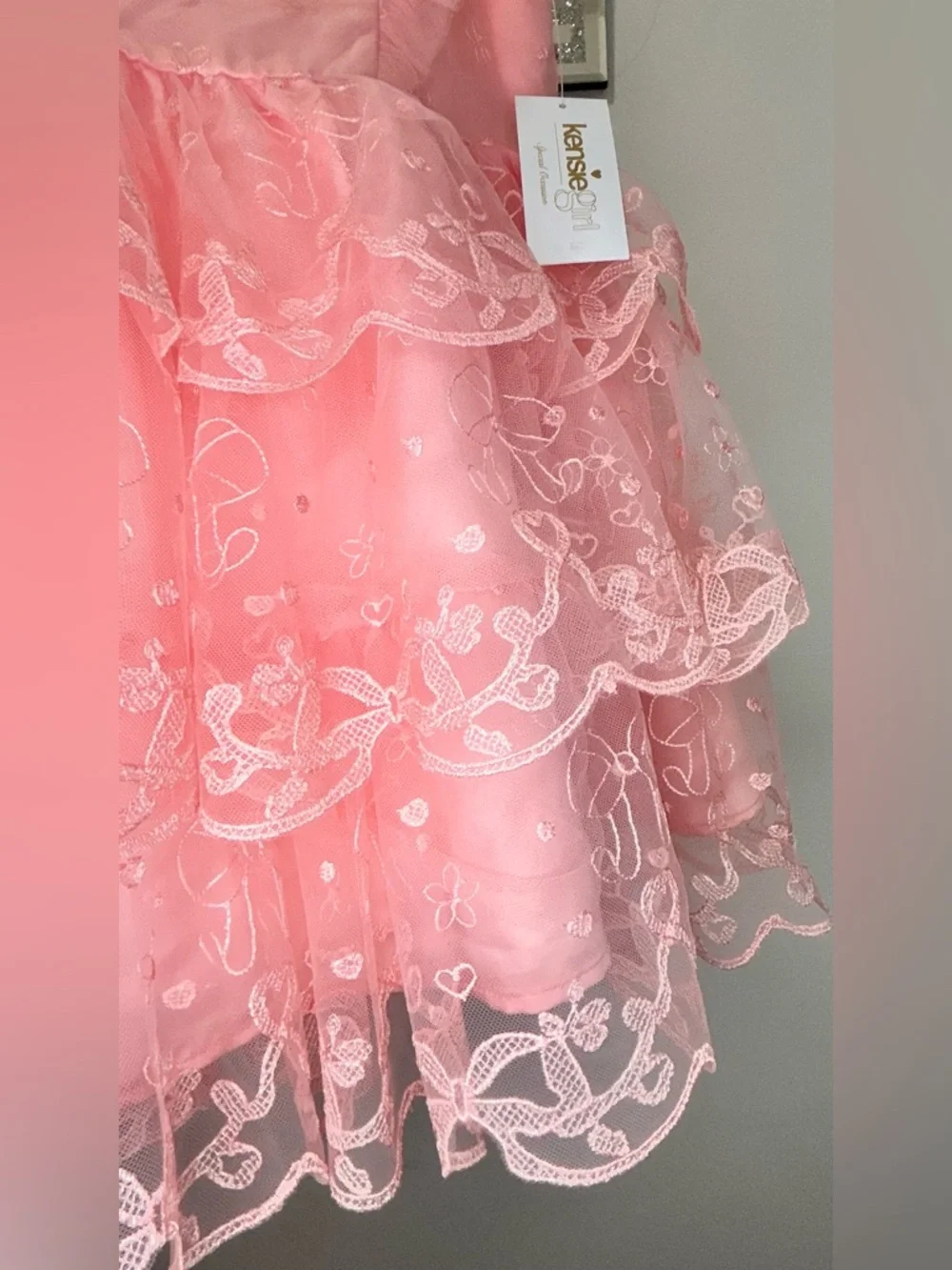 Girls Pink Princess Dress Lace Tulle Party Birthday Elegant NWT - Picture 5 of 5